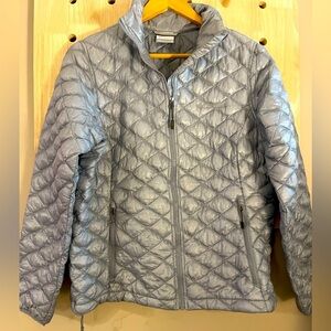Columbia Women's Thermal Coil Jacket Puffer Down Packable Silver  MSRP $208